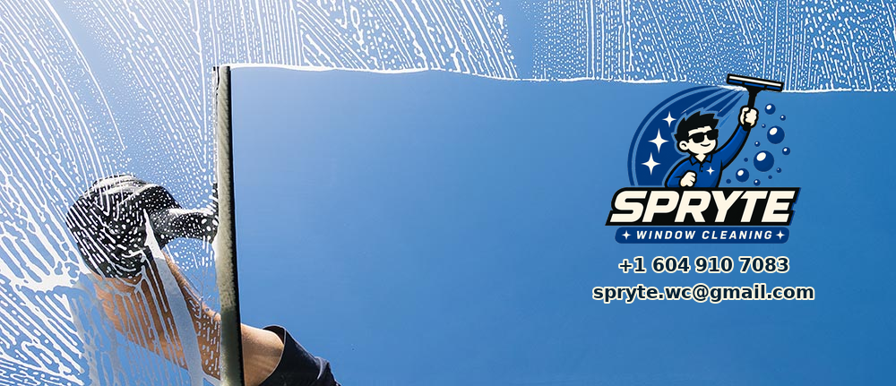 SPRYTE window cleaning artwork showing a window being cleaned